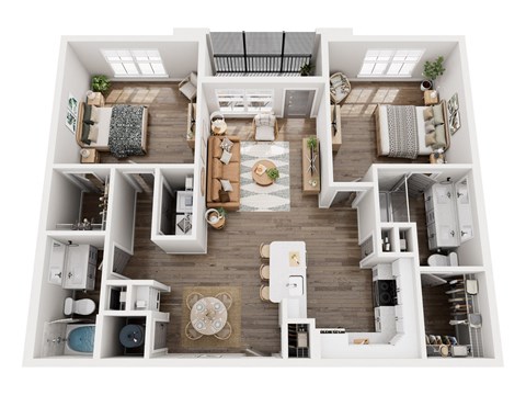 Floor plan for 2 beds, 2 baths, 1146 sqft